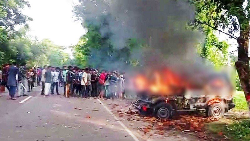 Army Vehicle Attacked and Set on Fire in Gopalganj, 15 Injured