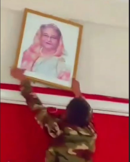 Army Throws Out Pictures of Sheikh Hasina from Government Offices